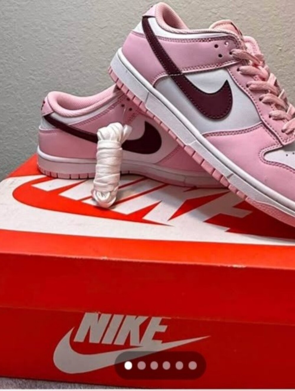 Nike Dunk Low Pink White Burgundy Sneakers WM 9.5 Men 8